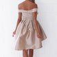 Sexy Off the Shoulder Light Champagne Prom Dress Short Prom Dresses Homecoming Dress