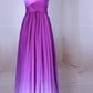 Simple Purple Strapless Sweetheart A-Line Chiffon Ombre Backless Prom Dresses UK JS364