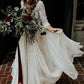 3/4 Sleeve Lace Ivory Chiffon Wedding Dresses Cheap Two Piece Beach Bridal Dresses