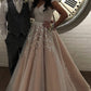 A Line Cheap Nude Quinceanera Dress Lace Appliques Cap Sleeve Beaded Prom Dresses JS238