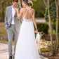 Cheap Boho Lace Halter Wedding Dresses Chiffon Beach Bridal Dresses